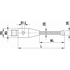 M3 XXT рубиновый шарик Ø5 мм, стержень из углепластика, L 50 мм, ML 41 мм, для систем ZEISS A-5004-0806